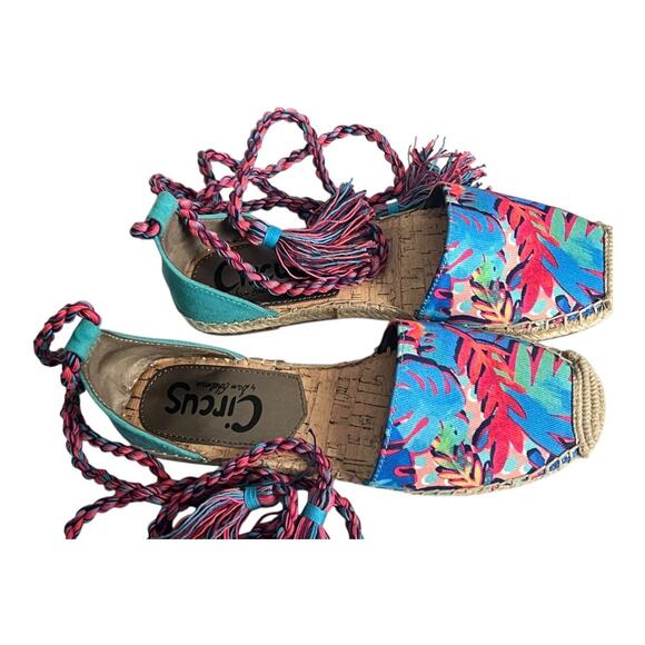 Circus Sam Edelman Lace Up Espadrille Flats Sandals Ballet Tropical 6 - Picture 4 of 10
